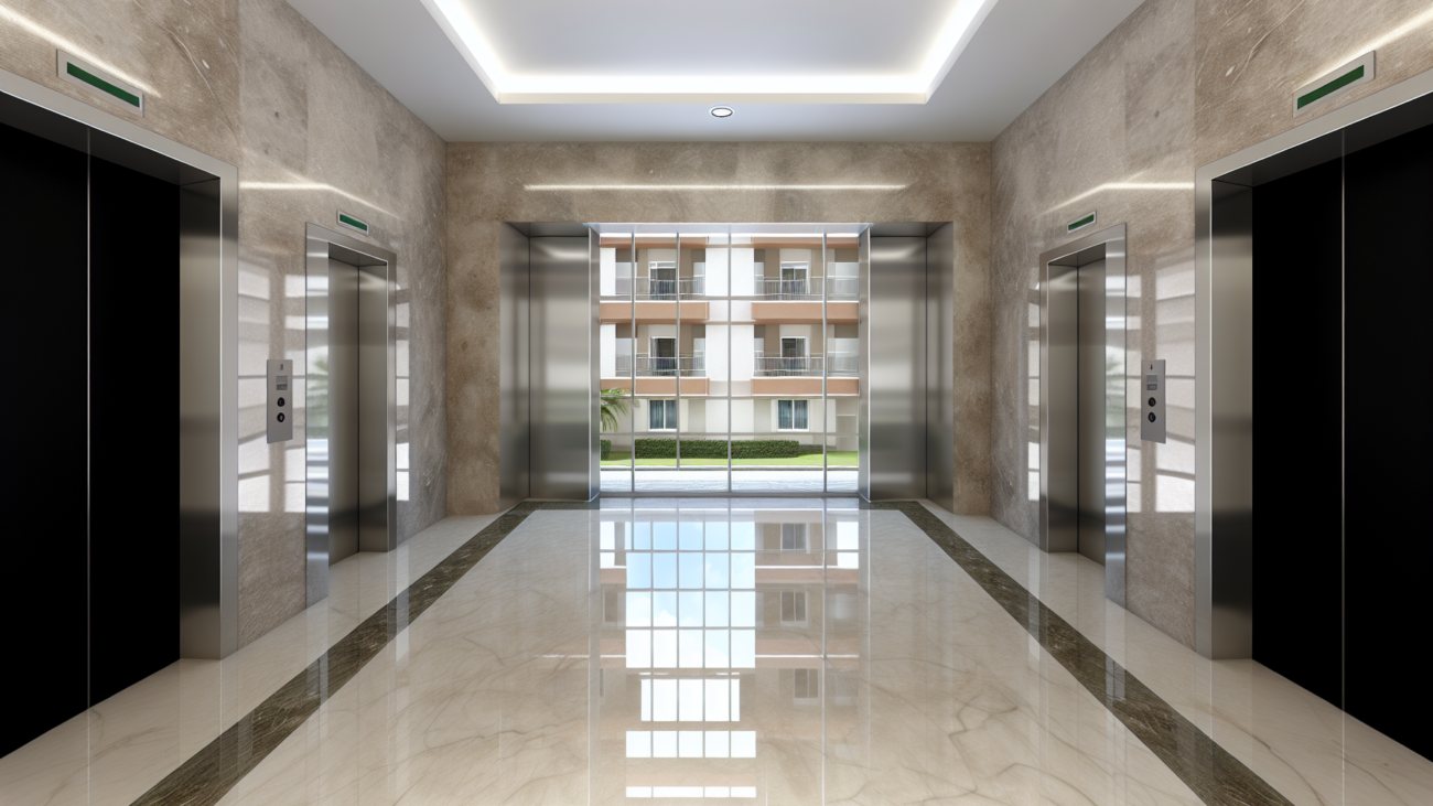 Ascensore condominiale moderno in un edificio residenziale italiano