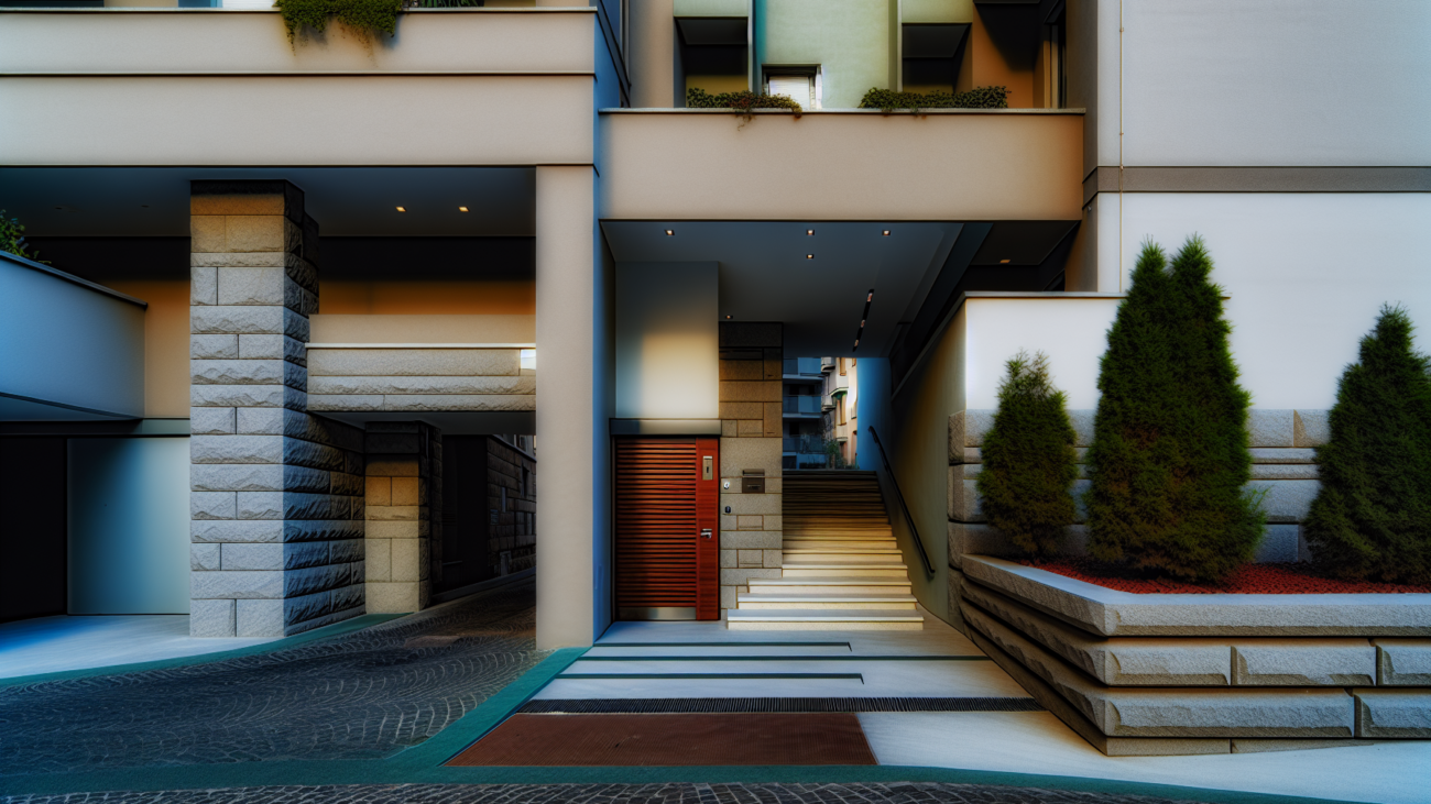 Rampa di accesso per disabili all'ingresso di un condominio italiano