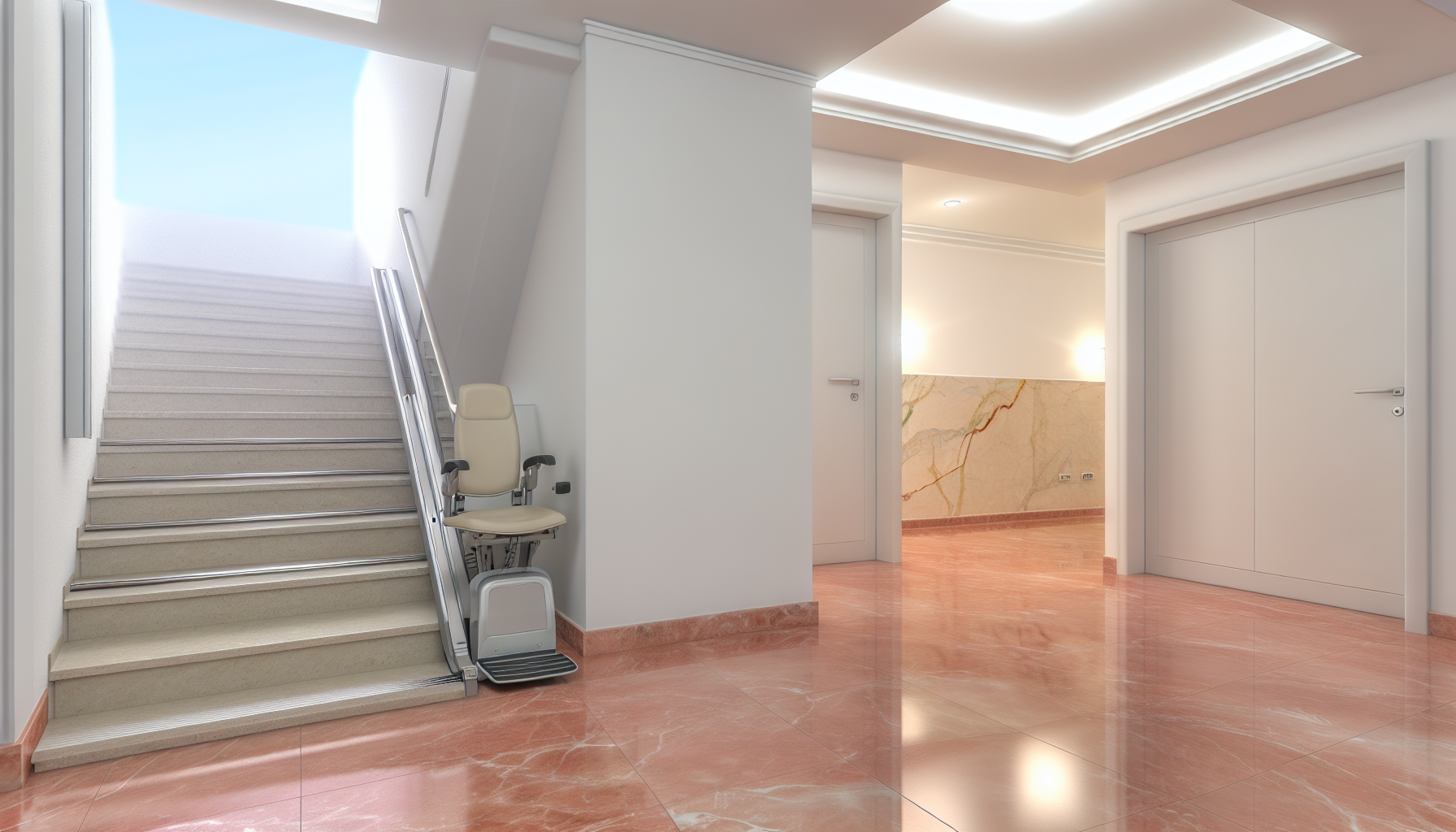Servoscala installato su scala condominiale per abbattimento barriere architettoniche