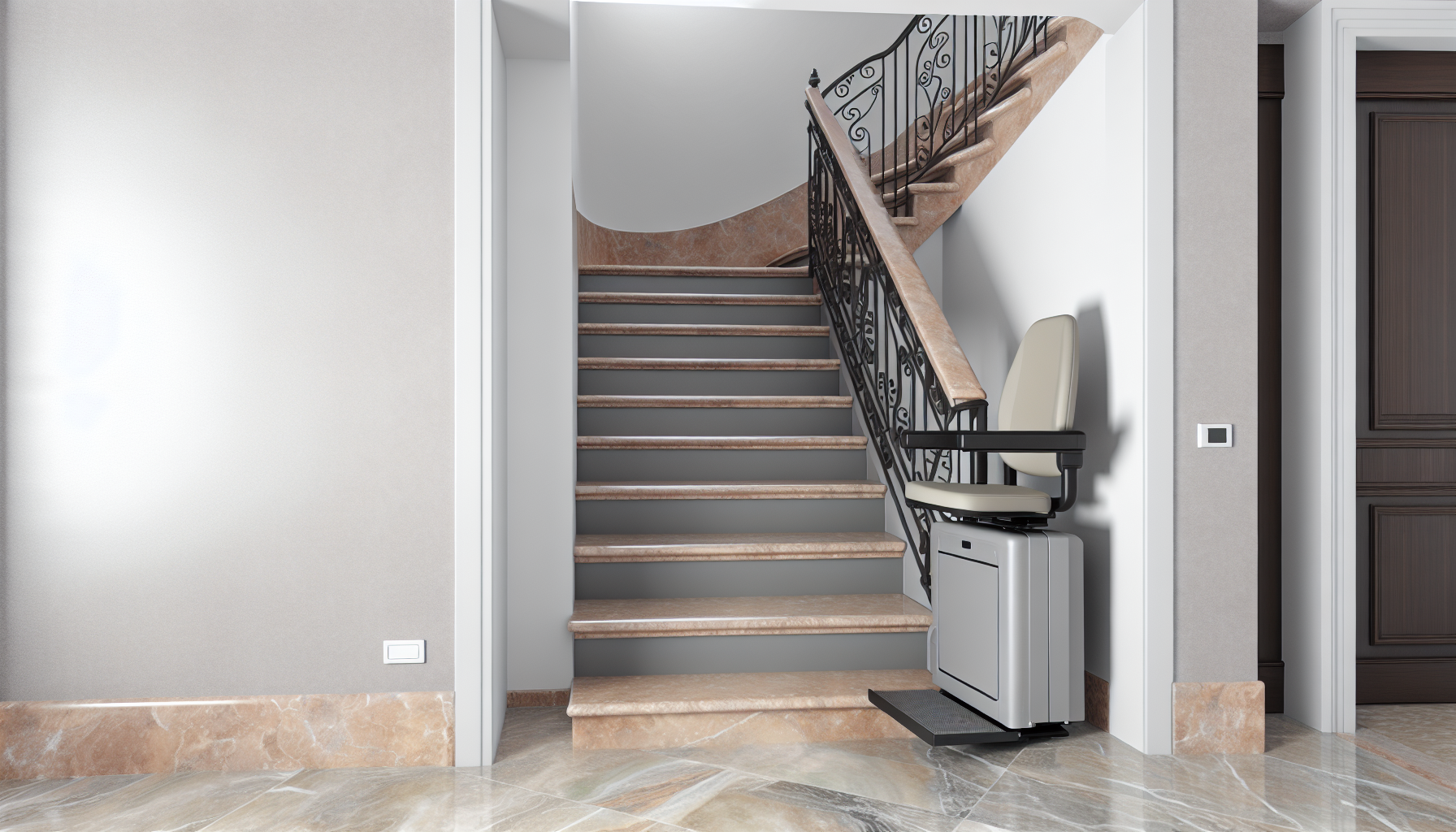Servoscala installato sulla scala interna di un condominio