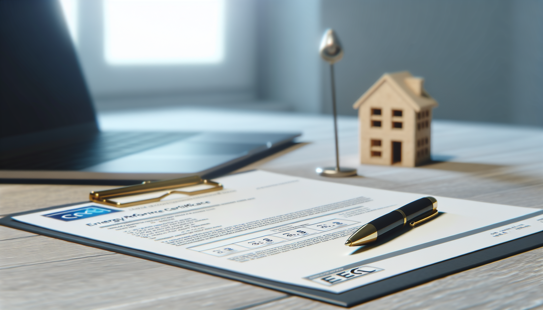 Attestato di prestazione energetica APE condominio su scrivania professionale