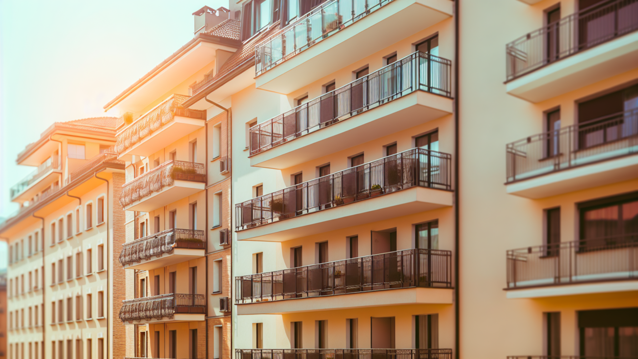 Facciata di condominio italiano con balconi e ringhiere in ferro - manutenzione balconi condominio