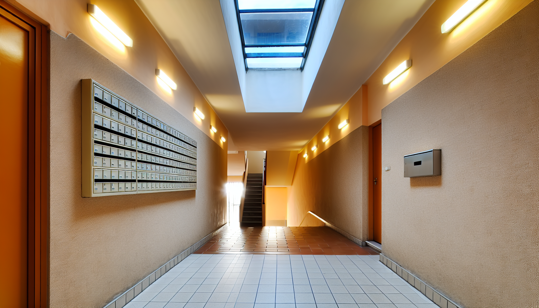 Corridoio e vano scala condominiale libero da ostacoli, uso corretto delle parti comuni