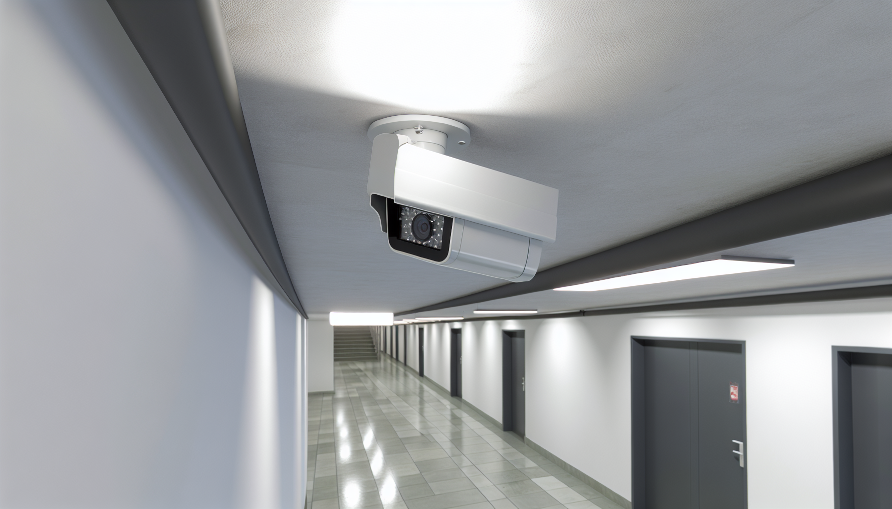 Telecamera di sicurezza nel corridoio di un edificio condominiale