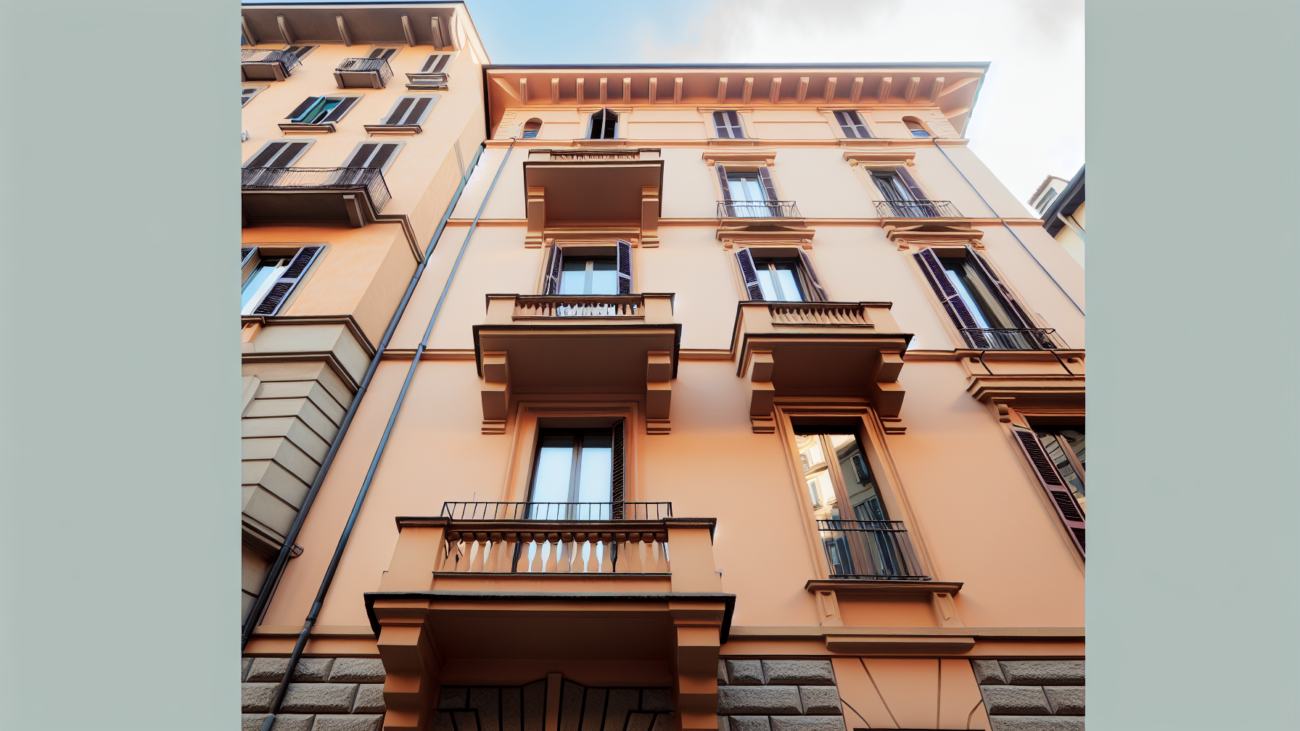 Facciata di un edificio condominiale italiano ben mantenuto - polizza globale fabbricato