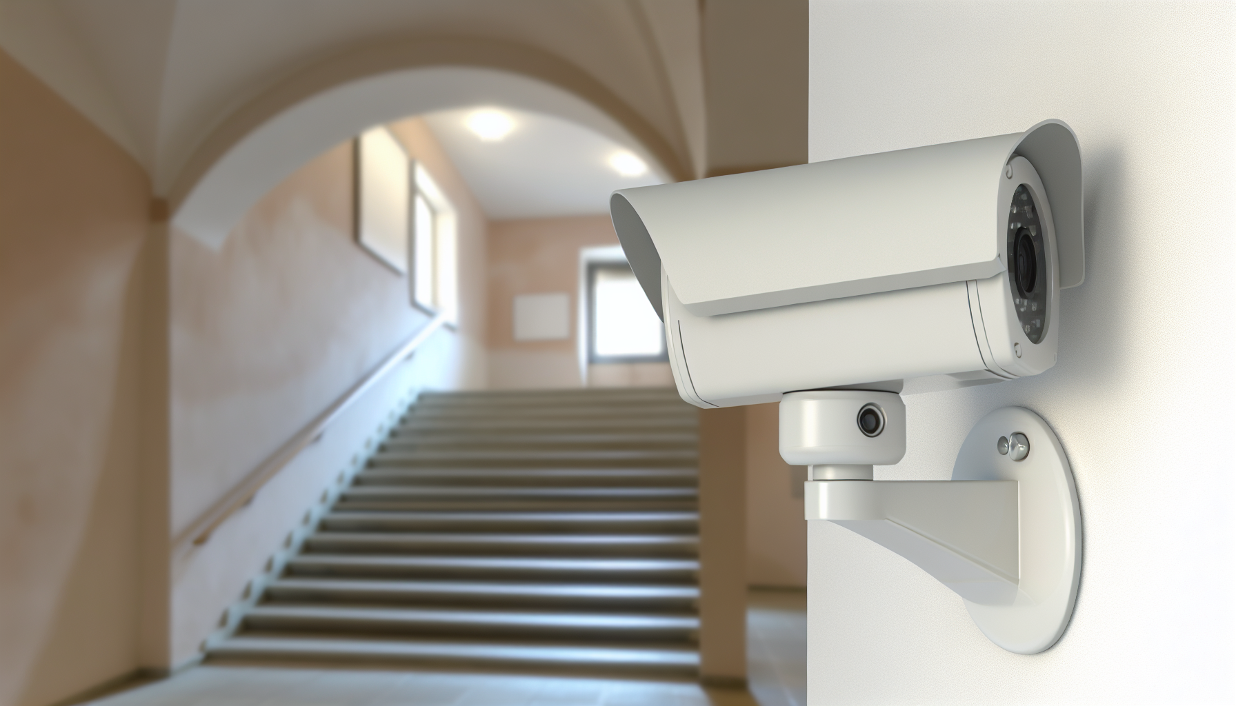 Telecamera condominiale montata sulle scale delle parti comuni