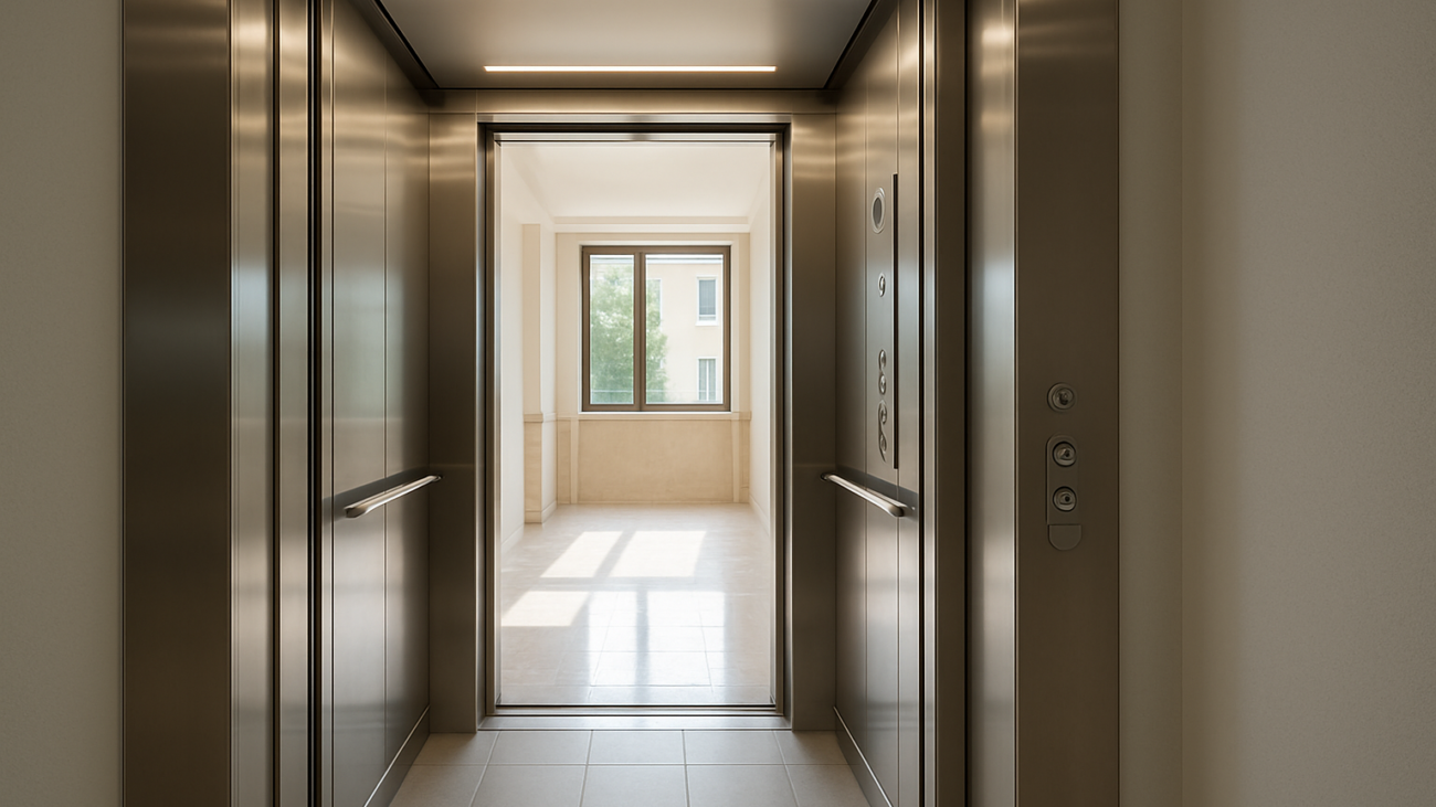 Ascensore condominiale moderno in un edificio residenziale italiano